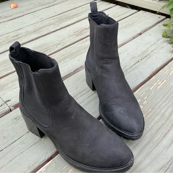 Thursday Boot Co Everyday Knockout Block Heel Boots Women Black Suede Leather